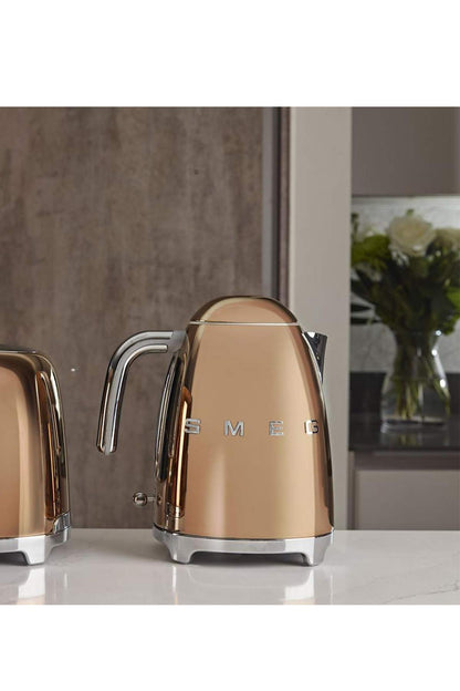 Smeg Wasserkocher 1,7L mit variabler Temperaturwahl 50-100°C, Edelstahl, Soft-Opening, Anti-Kalk-Filter
