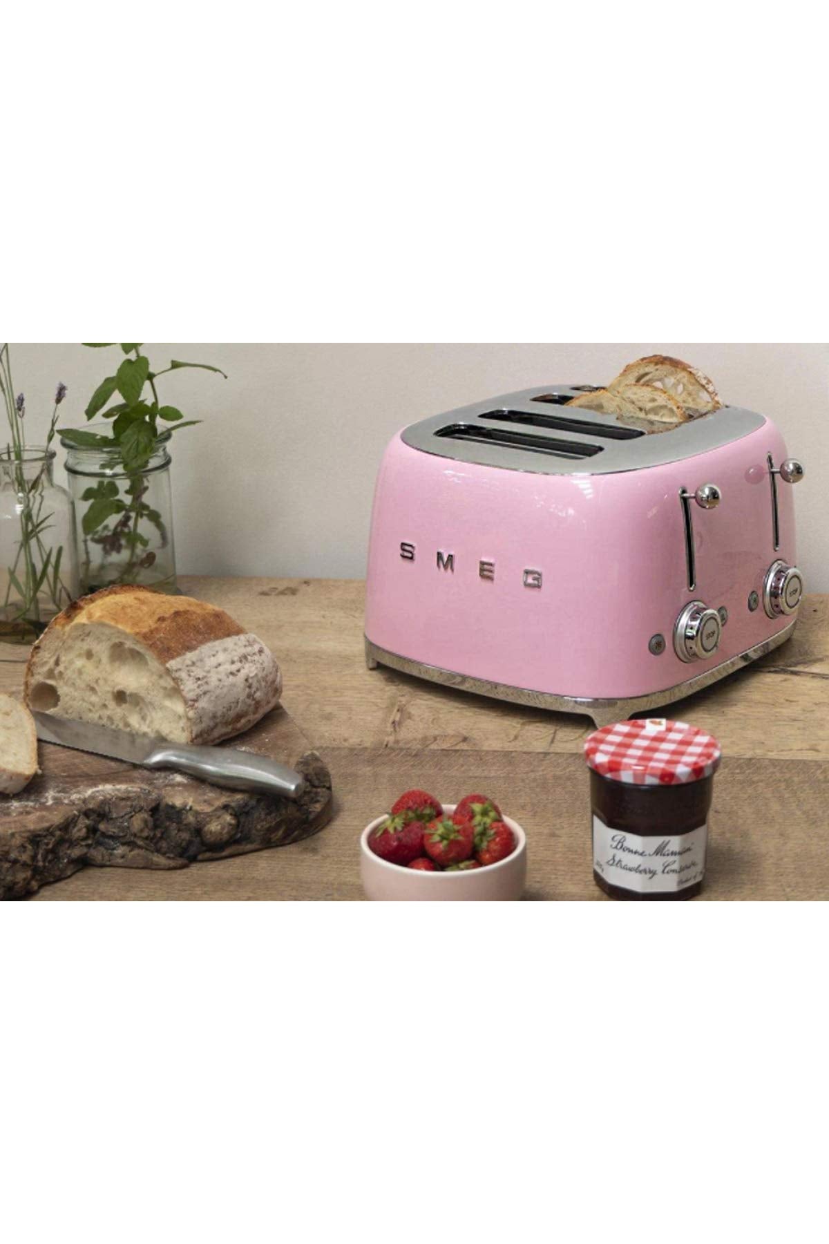 Smeg TSF03CREU Toaster 4 Scheiben, 6 Bräunungsstufen, Auftau- & Bagel-Funktion, 2000W, Creme