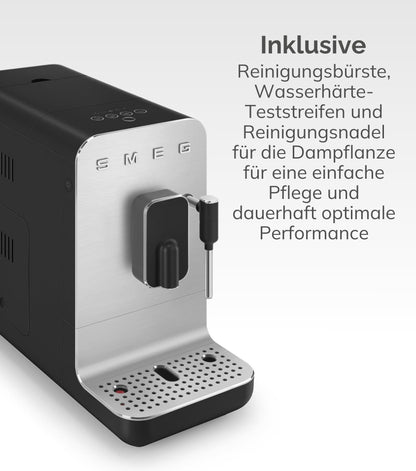 Smeg BCC12BLMEU Espressomaschine mit Kaffeemühle, Thermoblock-System, Milchaufschäumer, 1,4L Tank