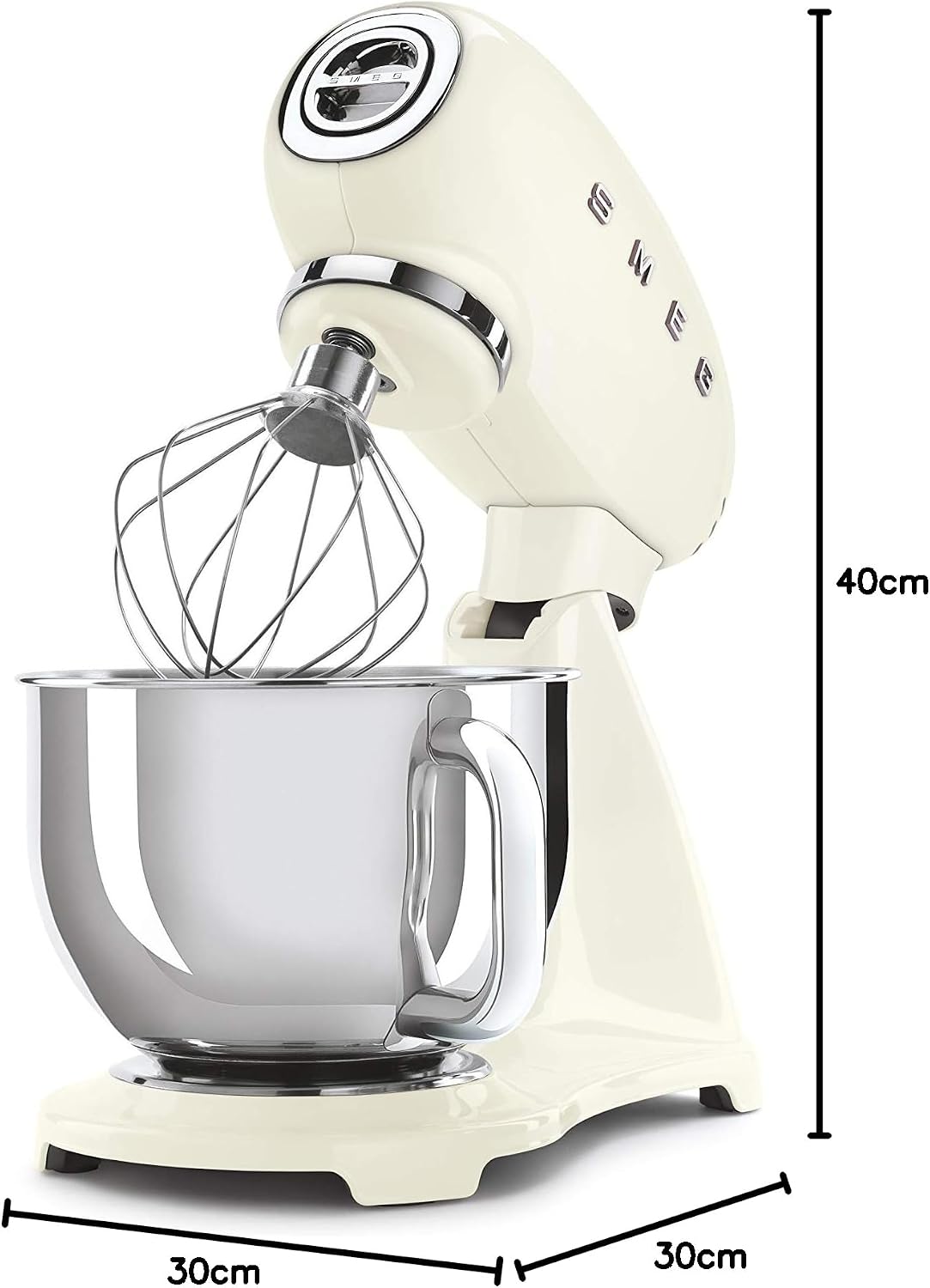 Smeg SMF03CREU Küchenmaschine 800W, Planetenrührwerk, 10 Geschwindigkeitsstufen, 4,8L Edelstahlschüssel