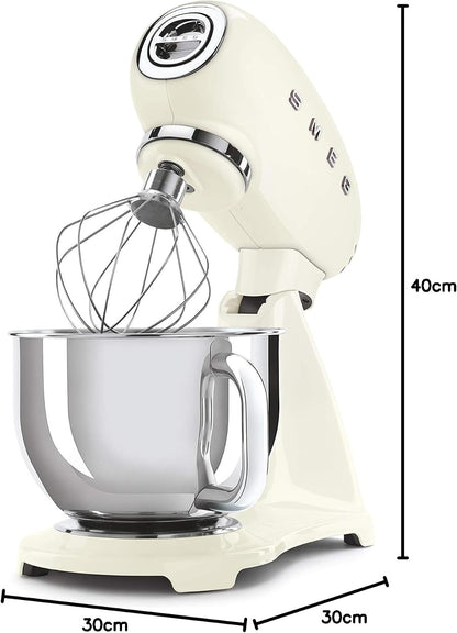 Smeg SMF03CREU Küchenmaschine 800W, Planetenrührwerk, 10 Geschwindigkeitsstufen, 4,8L Edelstahlschüssel