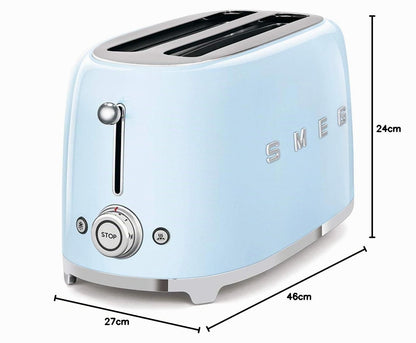 Smeg TSF02SSEU Toaster 4 Scheiben, 2 Schlitze 36mm, 6 Bräunungsstufen, 1500W, Chrom