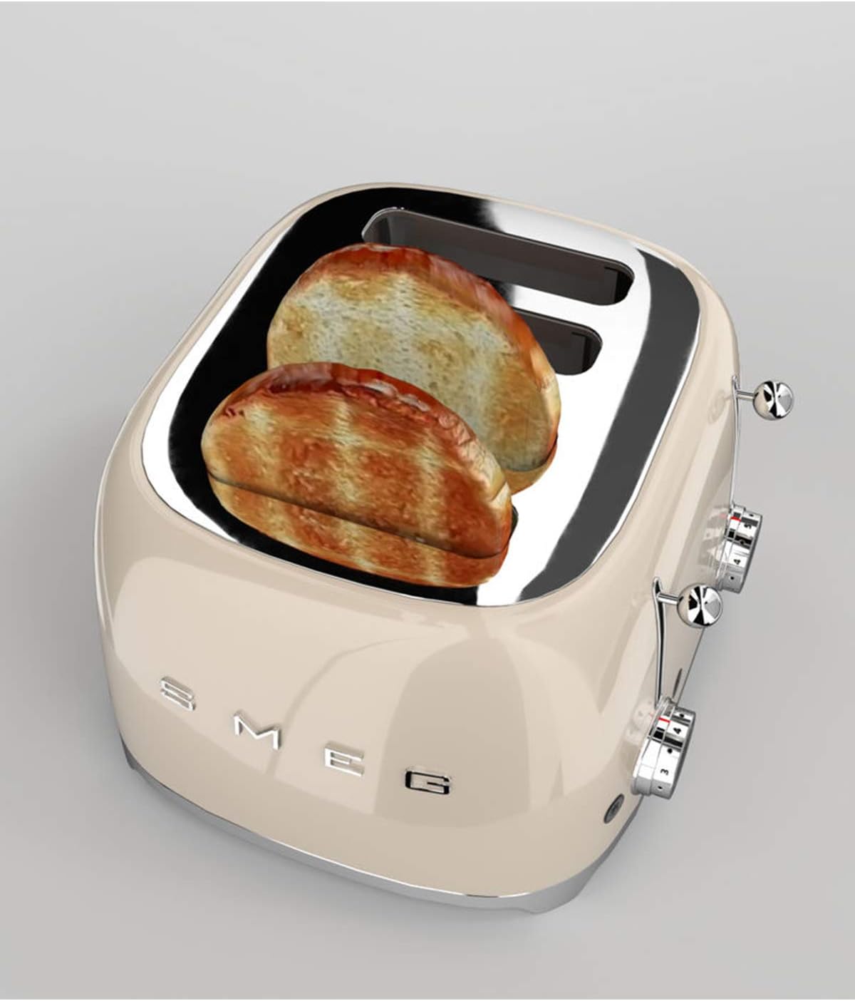 Smeg TSF03CREU Toaster 4 Scheiben, 6 Bräunungsstufen, Auftau- & Bagel-Funktion, 2000W, Creme