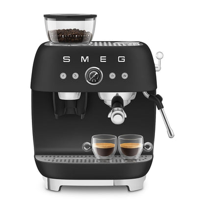 Smeg Espressomaschine EGF03WHEU mit Kaffeemühle, Thermoblock, 4 Temperaturstufen, Dampfdüse, 1L Tank