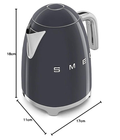 Smeg Wasserkocher 1,7L mit variabler Temperaturwahl 50-100°C, Edelstahl, Soft-Opening, Anti-Kalk-Filter