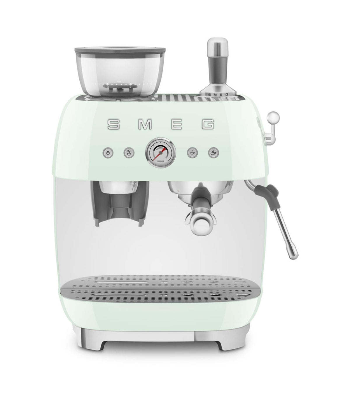 Smeg Espressomaschine EGF03WHEU mit Kaffeemühle, Thermoblock, 4 Temperaturstufen, Dampfdüse, 1L Tank