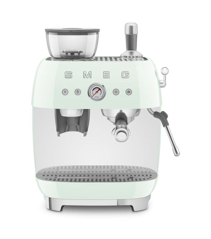 Smeg Espressomaschine EGF03WHEU mit Kaffeemühle, Thermoblock, 4 Temperaturstufen, Dampfdüse, 1L Tank