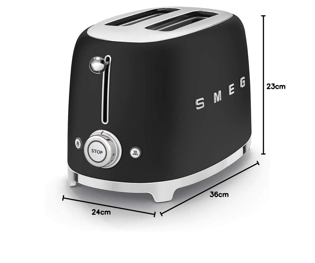 Smeg TSF01MLMEU Toaster 2 Scheiben, 6 Bräunungsstufen, Auftau-/Bagel-Funktion, 950W