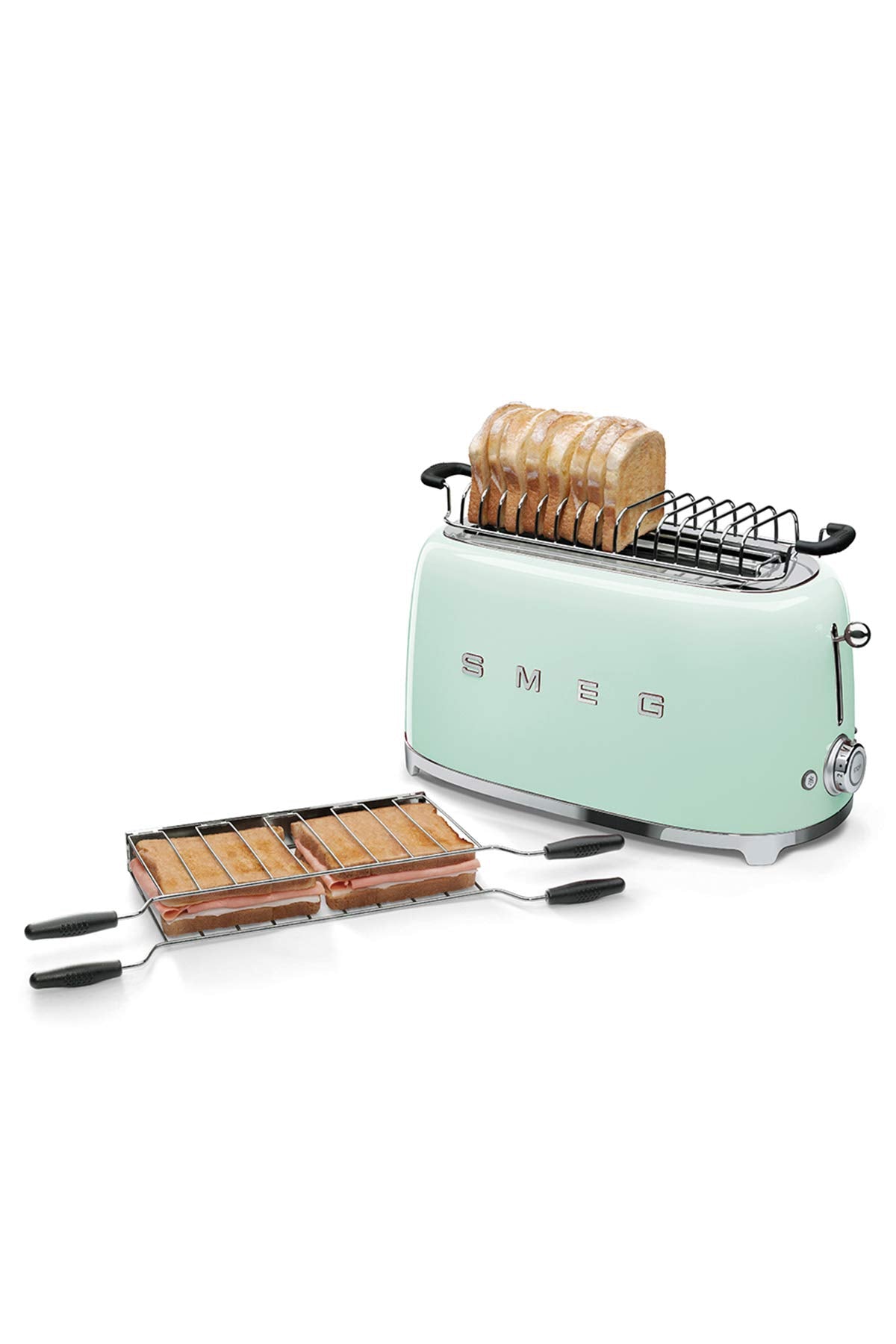 Smeg TSF02SSEU Toaster 4 Scheiben, 2 Schlitze 36mm, 6 Bräunungsstufen, 1500W, Chrom