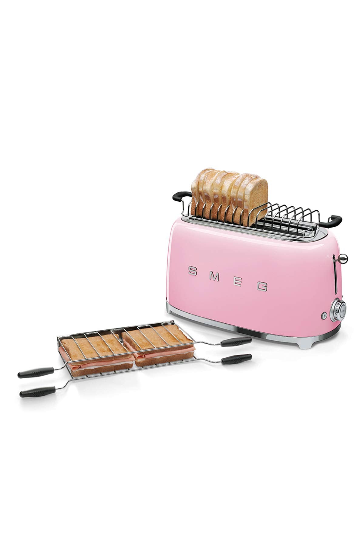Smeg TSF02SSEU Toaster 4 Scheiben, 2 Schlitze 36mm, 6 Bräunungsstufen, 1500W, Chrom