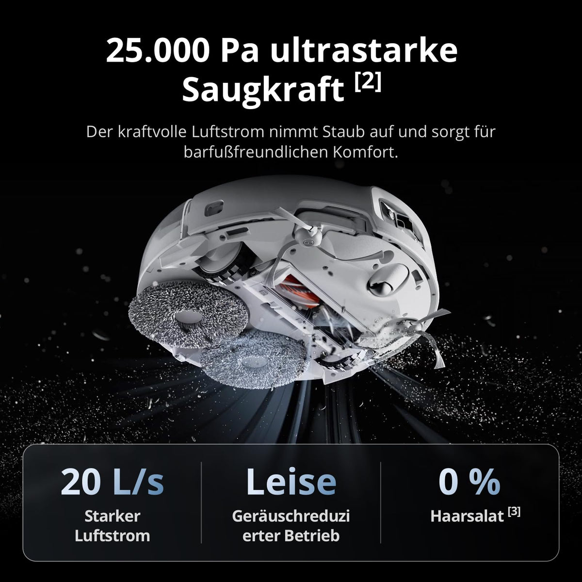 DJI ROMO S Saugroboter mit Wischfunktion, 25.000 Pa Saugkraft