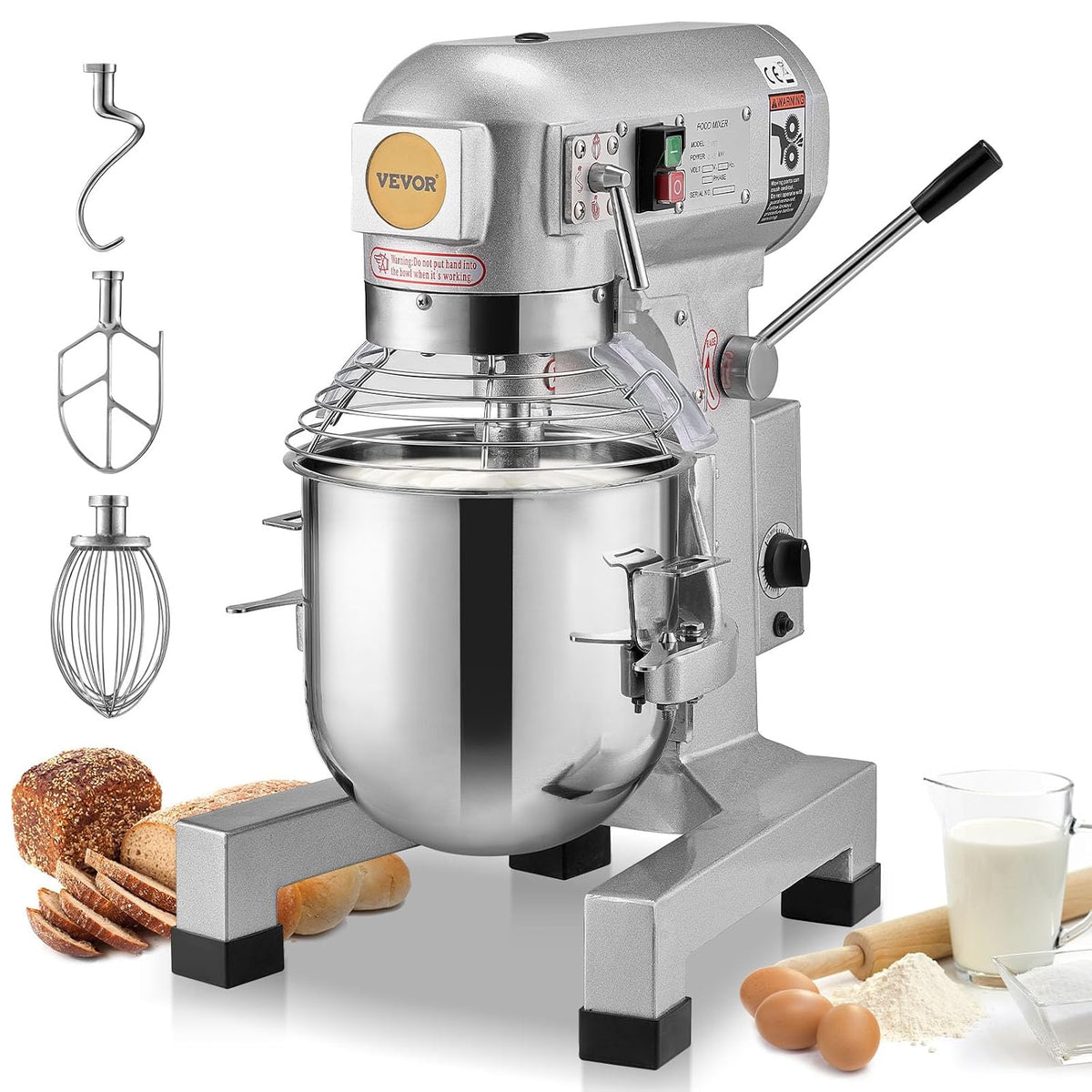 VEVOR Kommerzieller Küchenmixer, 14 l kommerzieller Standmixer mit 3 einstellbaren Geschwindigkeiten