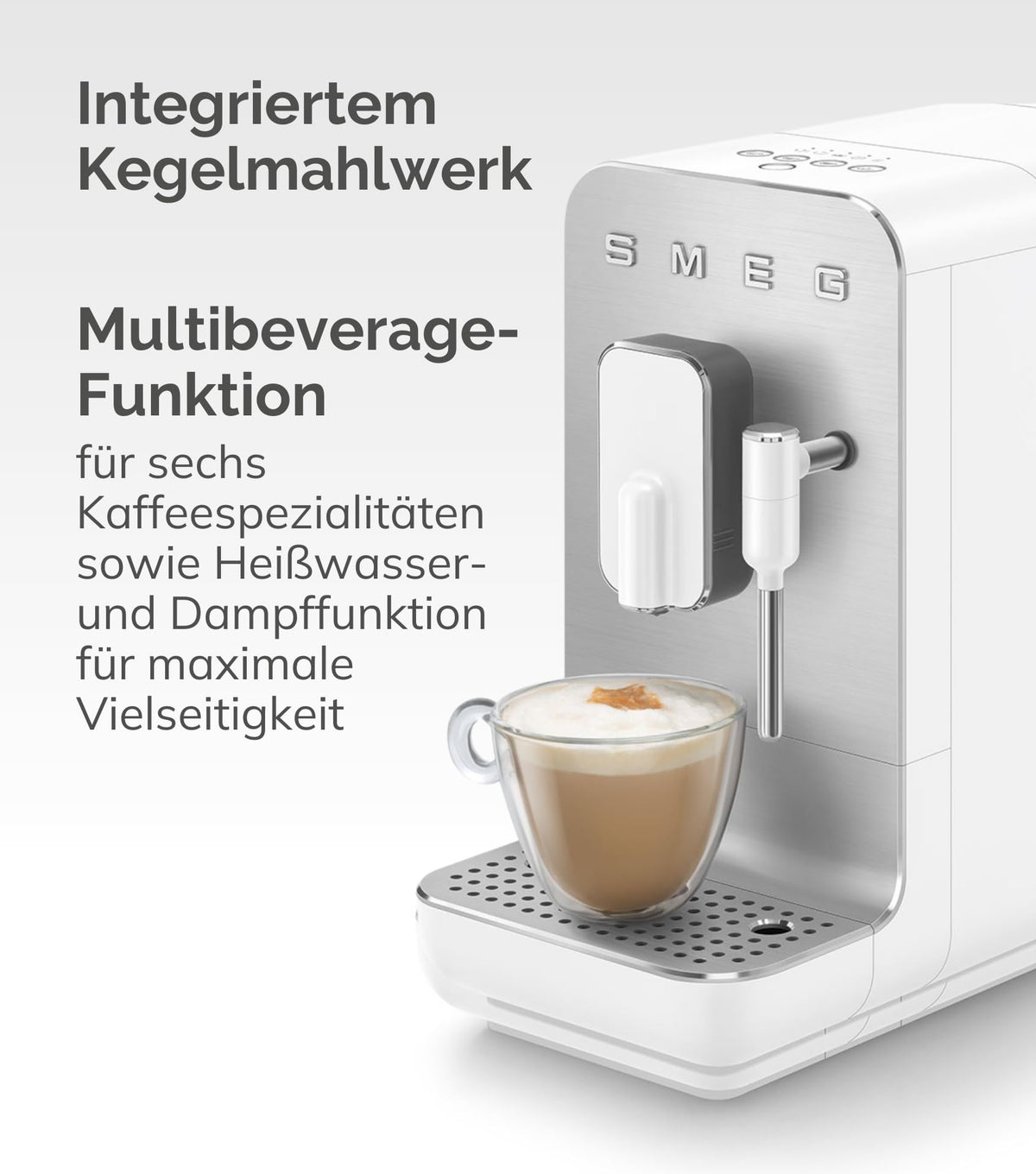 Smeg BCC12BLMEU Espressomaschine mit Kaffeemühle, Thermoblock-System, Milchaufschäumer, 1,4L Tank