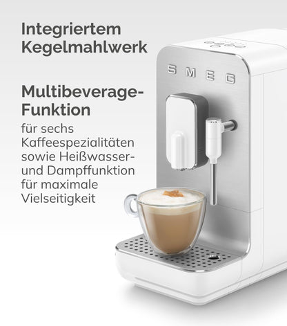Smeg BCC12BLMEU Espressomaschine mit Kaffeemühle, Thermoblock-System, Milchaufschäumer, 1,4L Tank