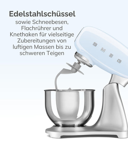Smeg Küchenmaschine 4,8L mit Planetenrührwerk, 10 Geschwindigkeitsstufen, 800W, Edelstahlschüssel