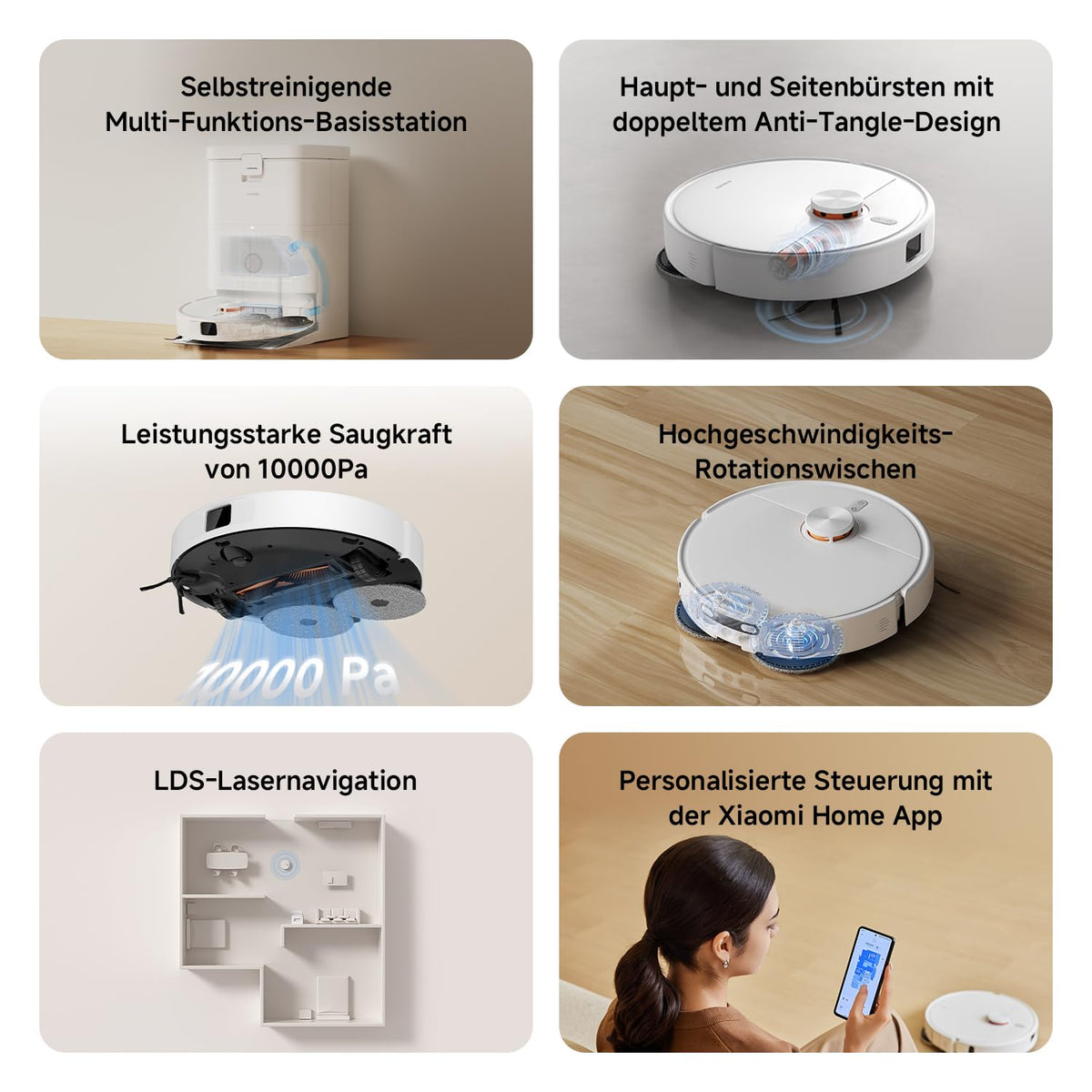 XIAOMI H50 Pro Saugroboter mit Wischfunktion, 15.000 Pa, ausfahrbarer Arm