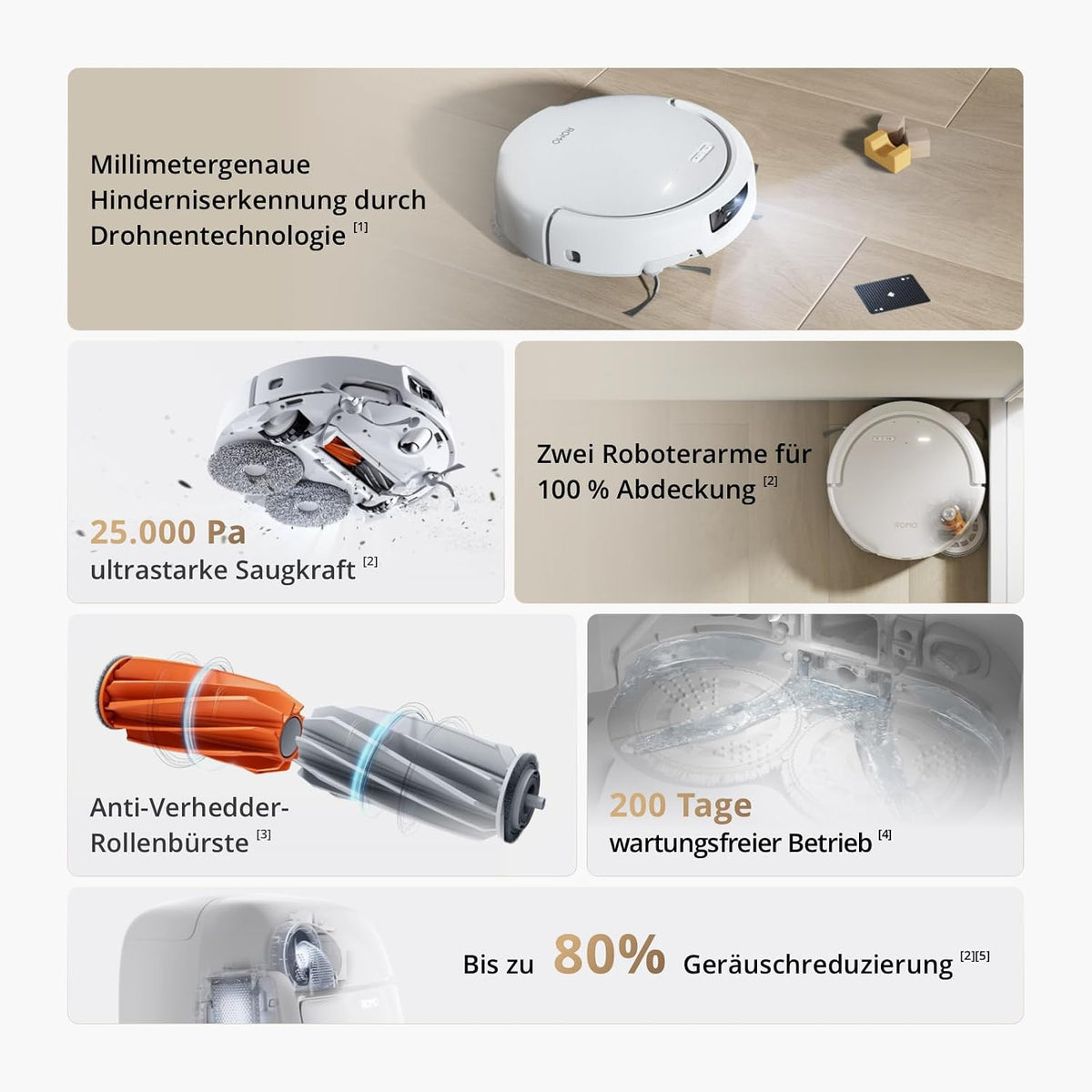 DJI ROMO S Saugroboter mit Wischfunktion, 25.000 Pa Saugkraft