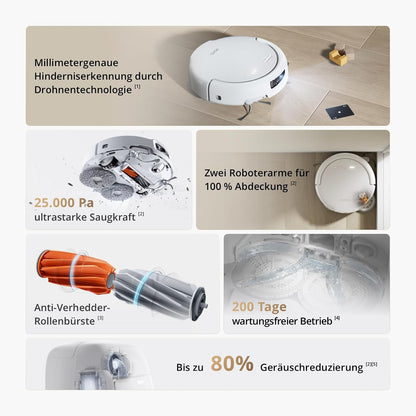 DJI ROMO S Saugroboter mit Wischfunktion, 25.000 Pa Saugkraft