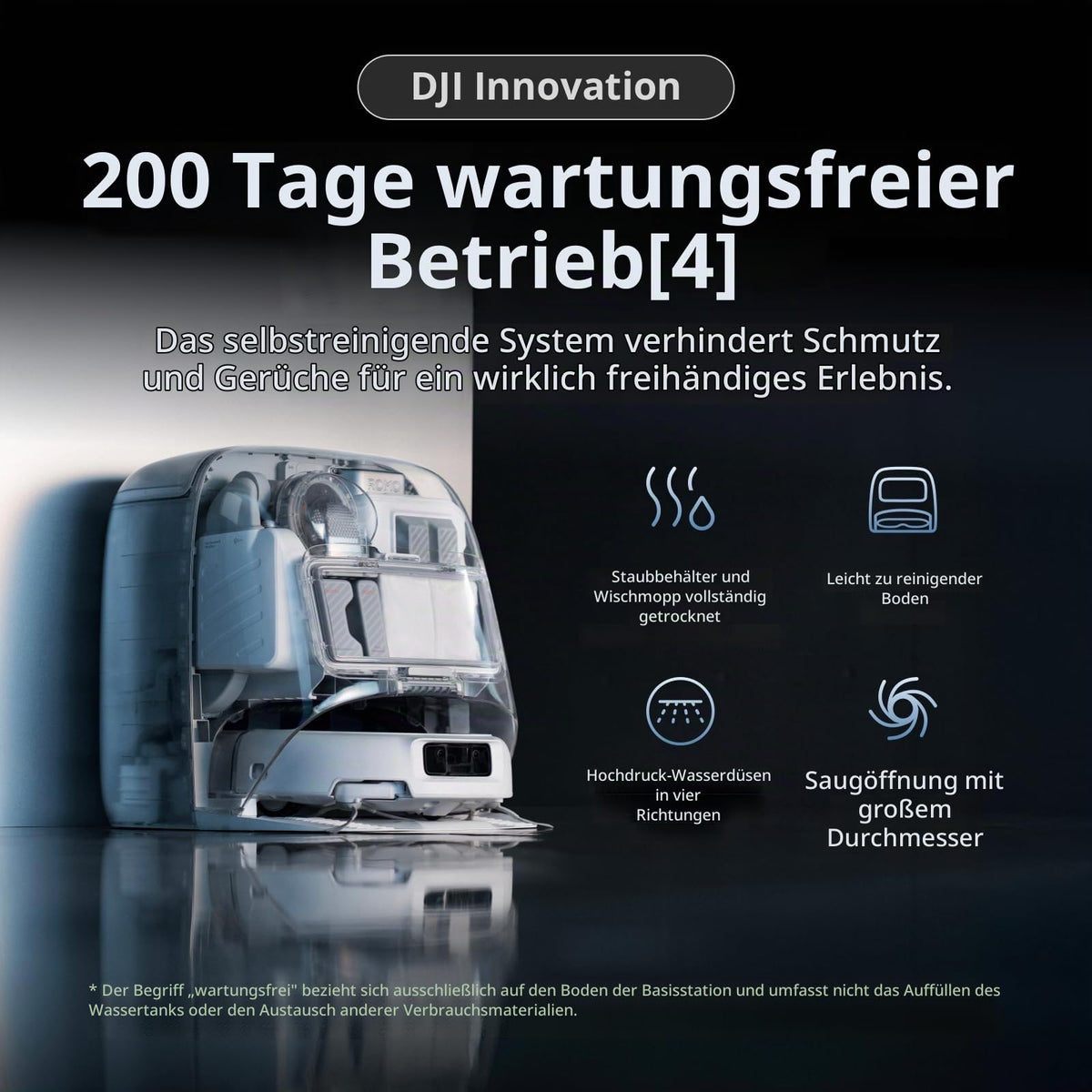 DJI ROMO S Saugroboter mit Wischfunktion, 25.000 Pa Saugkraft
