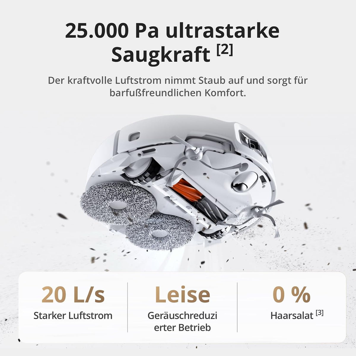 DJI ROMO S Saugroboter mit Wischfunktion, 25.000 Pa Saugkraft
