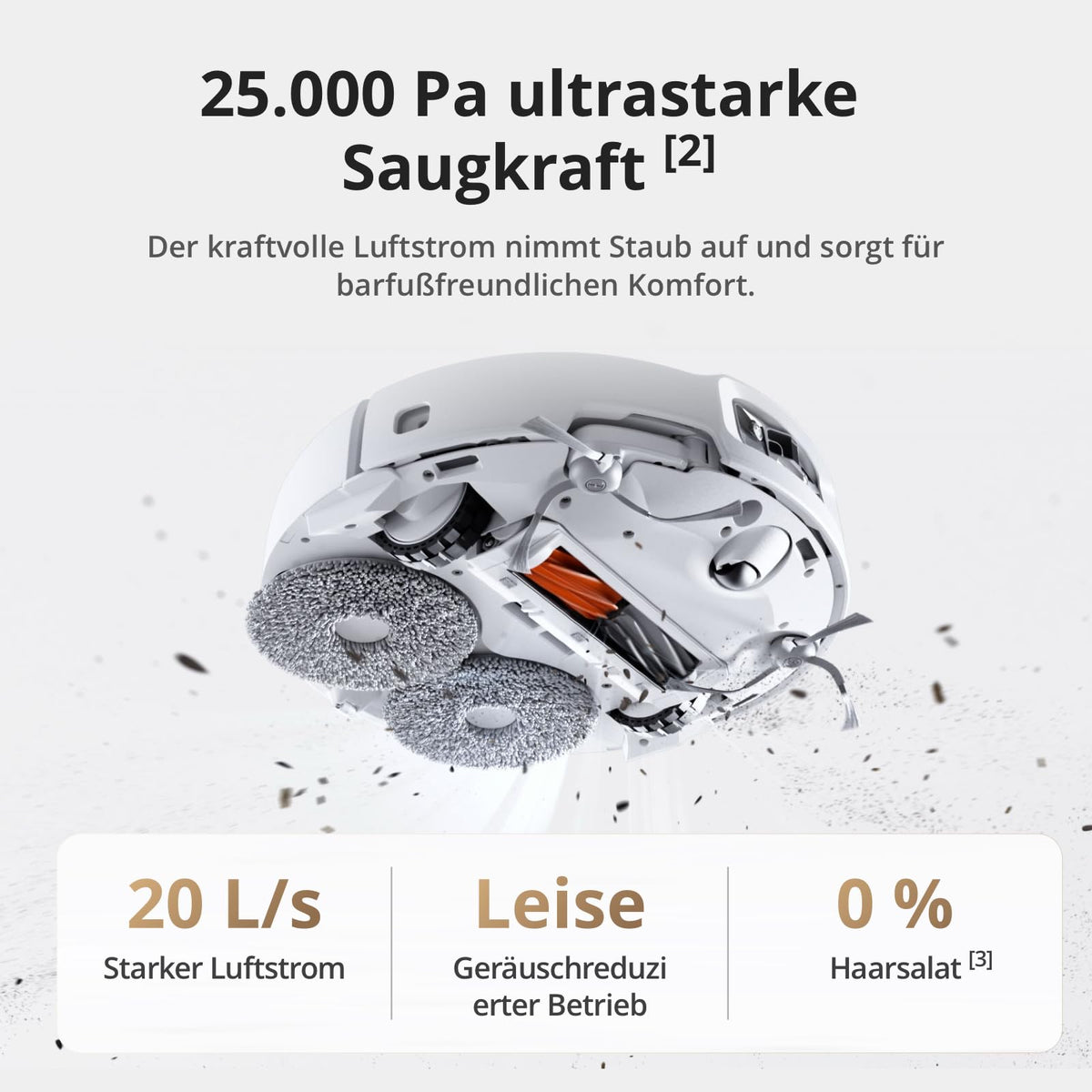 DJI ROMO S Saugroboter mit Wischfunktion, 25.000 Pa Saugkraft