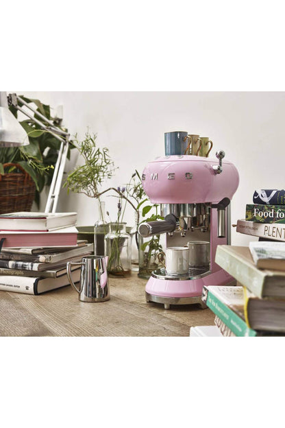 Smeg Espressomaschine ECF01CREU Creme – Manuelle Siebträgermaschine mit Cappuccino-System & Thermoblock