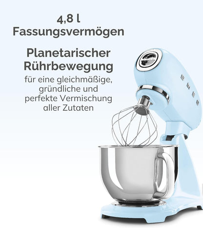 Smeg SMF03CREU Küchenmaschine 800W, Planetenrührwerk, 10 Geschwindigkeitsstufen, 4,8L Edelstahlschüssel