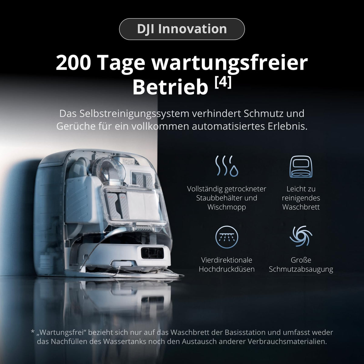 DJI ROMO S Saugroboter mit Wischfunktion, 25.000 Pa Saugkraft