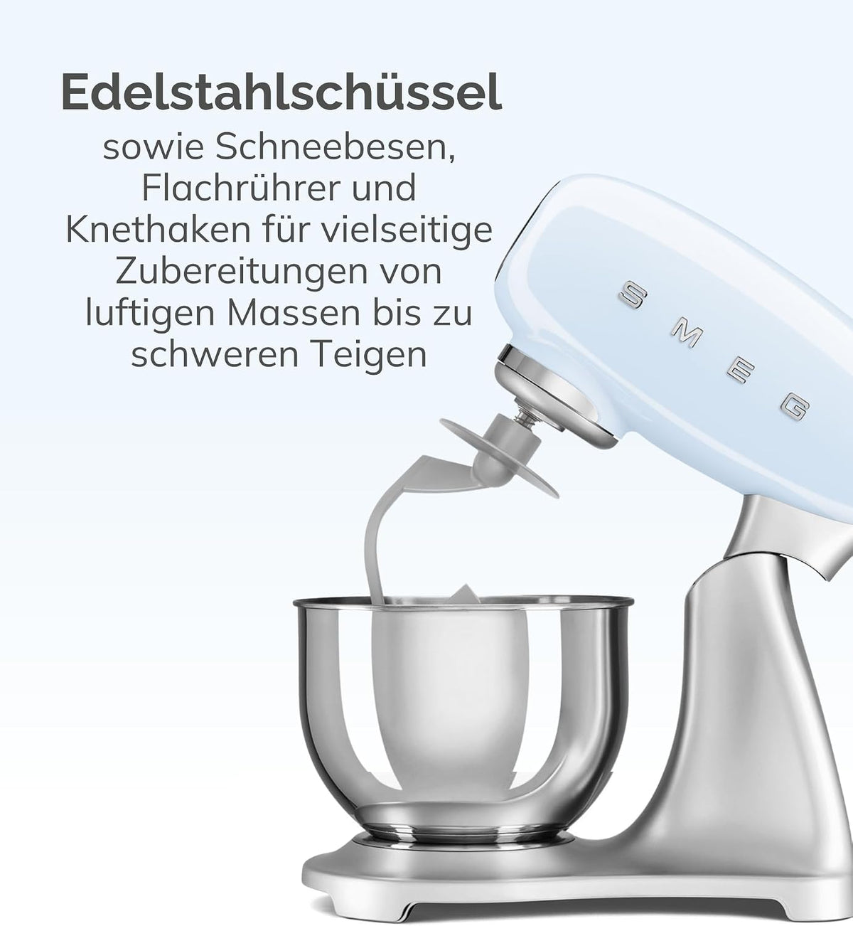 Smeg Küchenmaschine 4,8L mit Planetenrührwerk, 10 Geschwindigkeitsstufen, 800W, Edelstahlschüssel