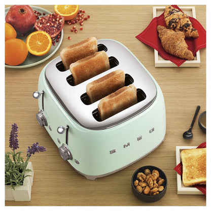 Smeg TSF03CREU Toaster 4 Scheiben, 6 Bräunungsstufen, Auftau- & Bagel-Funktion, 2000W, Creme