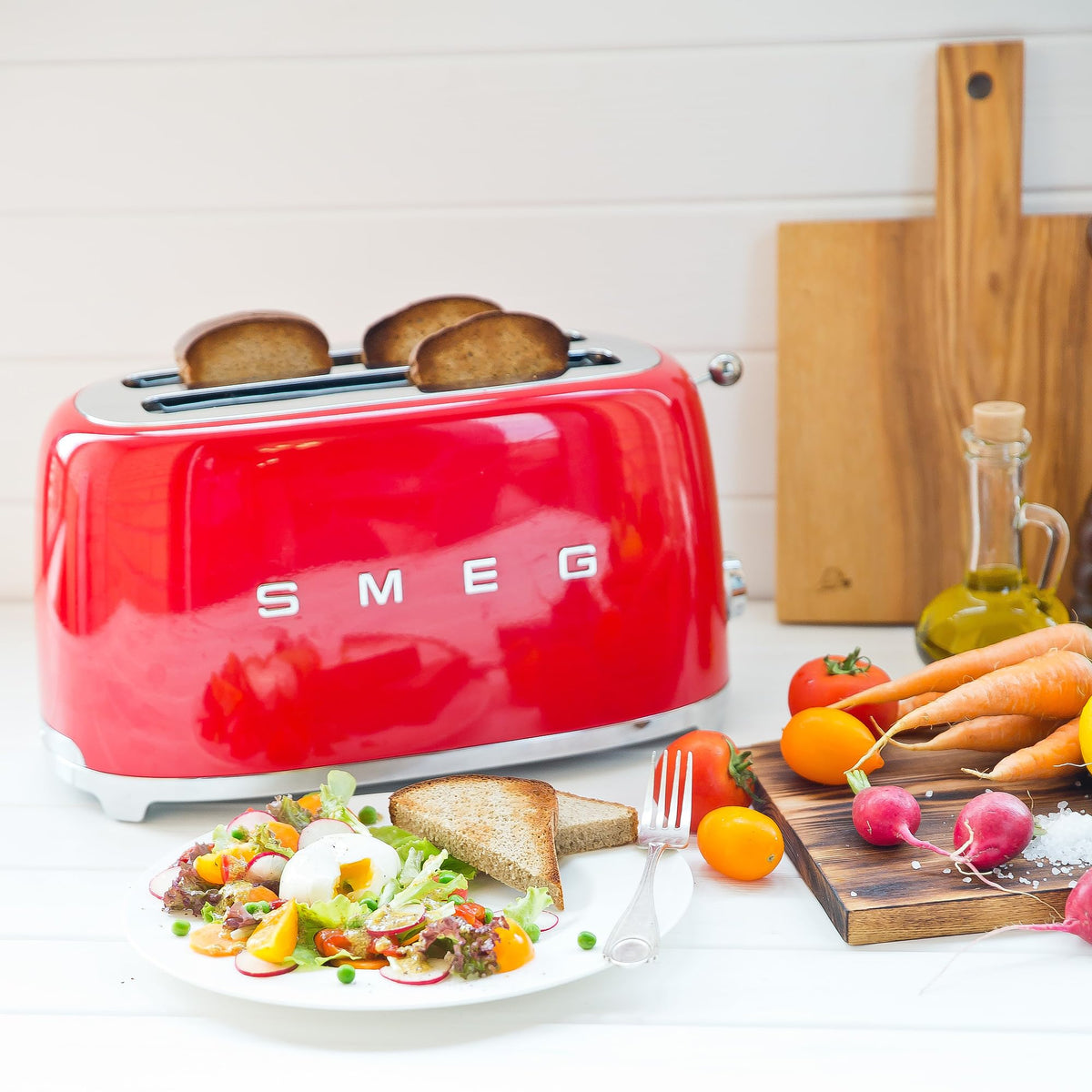 Smeg TSF02SSEU Toaster 4 Scheiben, 2 Schlitze 36mm, 6 Bräunungsstufen, 1500W, Chrom