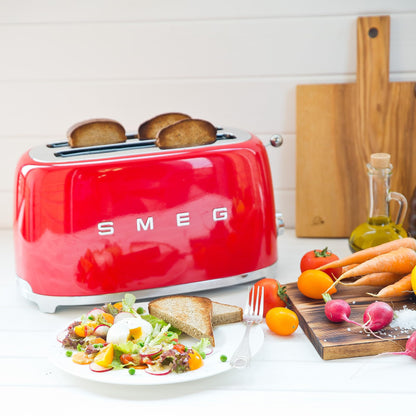 Smeg TSF02SSEU Toaster 4 Scheiben, 2 Schlitze 36mm, 6 Bräunungsstufen, 1500W, Chrom
