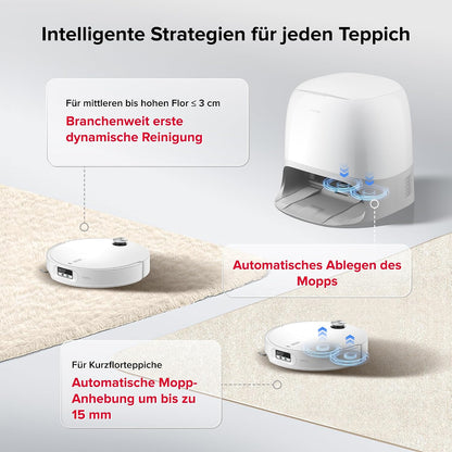 roborock Qrevo Curv 2 Pro Saugroboter mit Wischfunktion&Hebarem Wischmopp