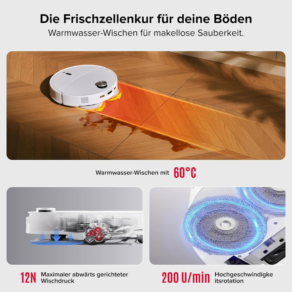 roborock Qrevo Curv 2 Pro Saugroboter mit Wischfunktion&Hebarem Wischmopp