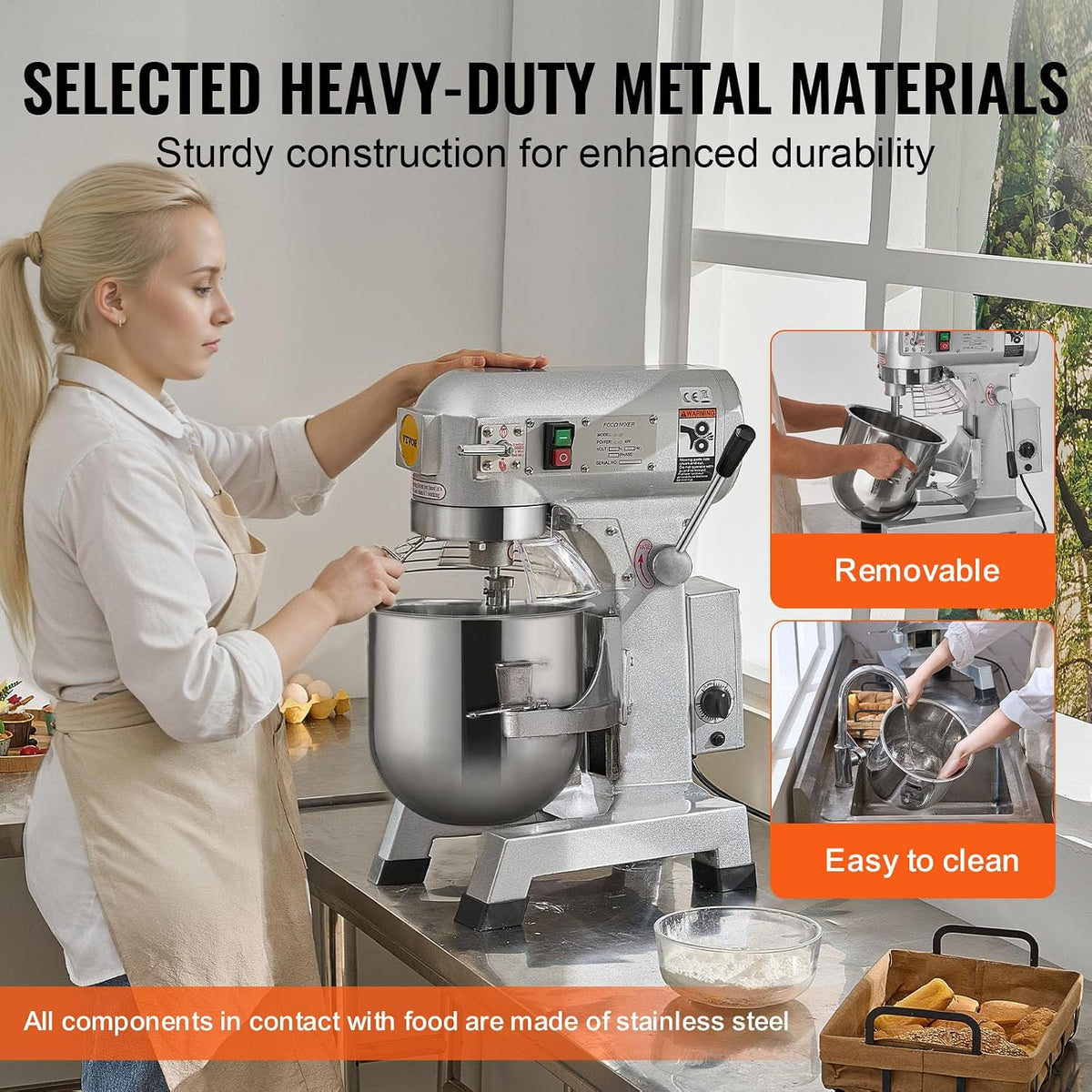 VEVOR Kommerzieller Küchenmixer, 14 l kommerzieller Standmixer mit 3 einstellbaren Geschwindigkeiten